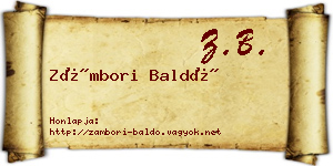 Zámbori Baldó névjegykártya